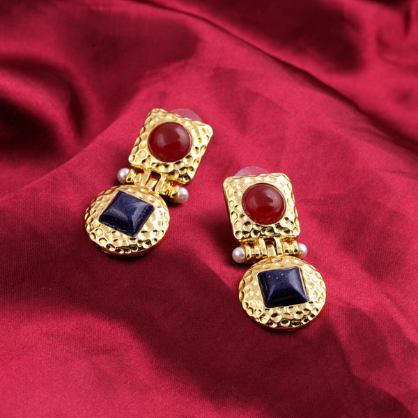 Natural 6x4MM Red Ruby Stud Earrings in 14k Solid Gold